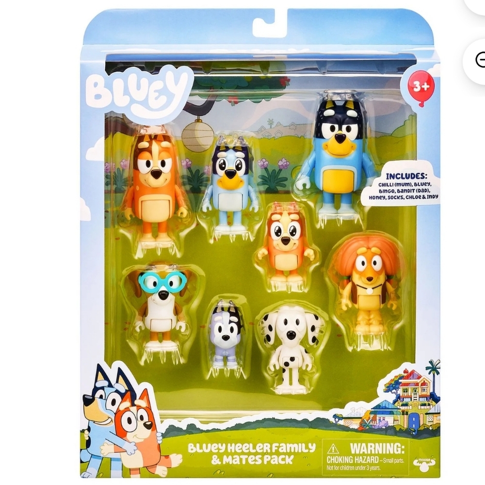 Bluey's Family and Friends - 8 Pack Figure Set- 2.5-3"